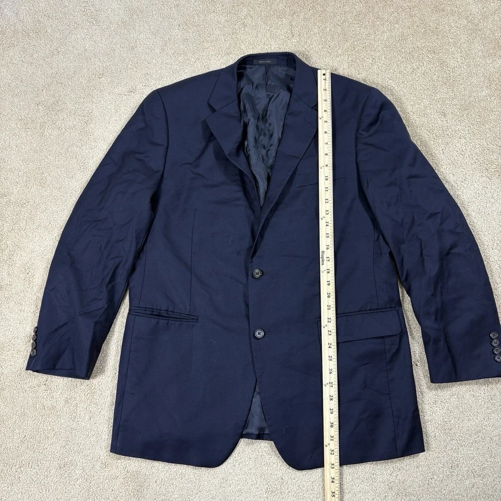 Lauren Ralph Lauren Jacket 44 Blue Polyester Two Button Navy Blazer
